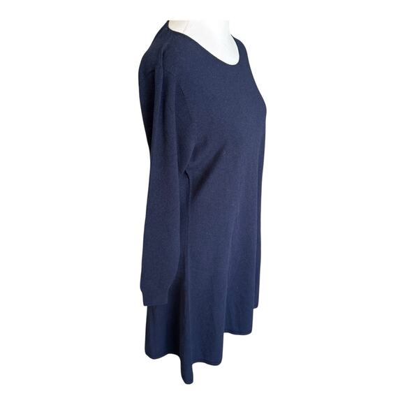 Oliver Charles Merino Wool Yak Navy Blue All-Season Swing Dress M - Picture 7 of 13